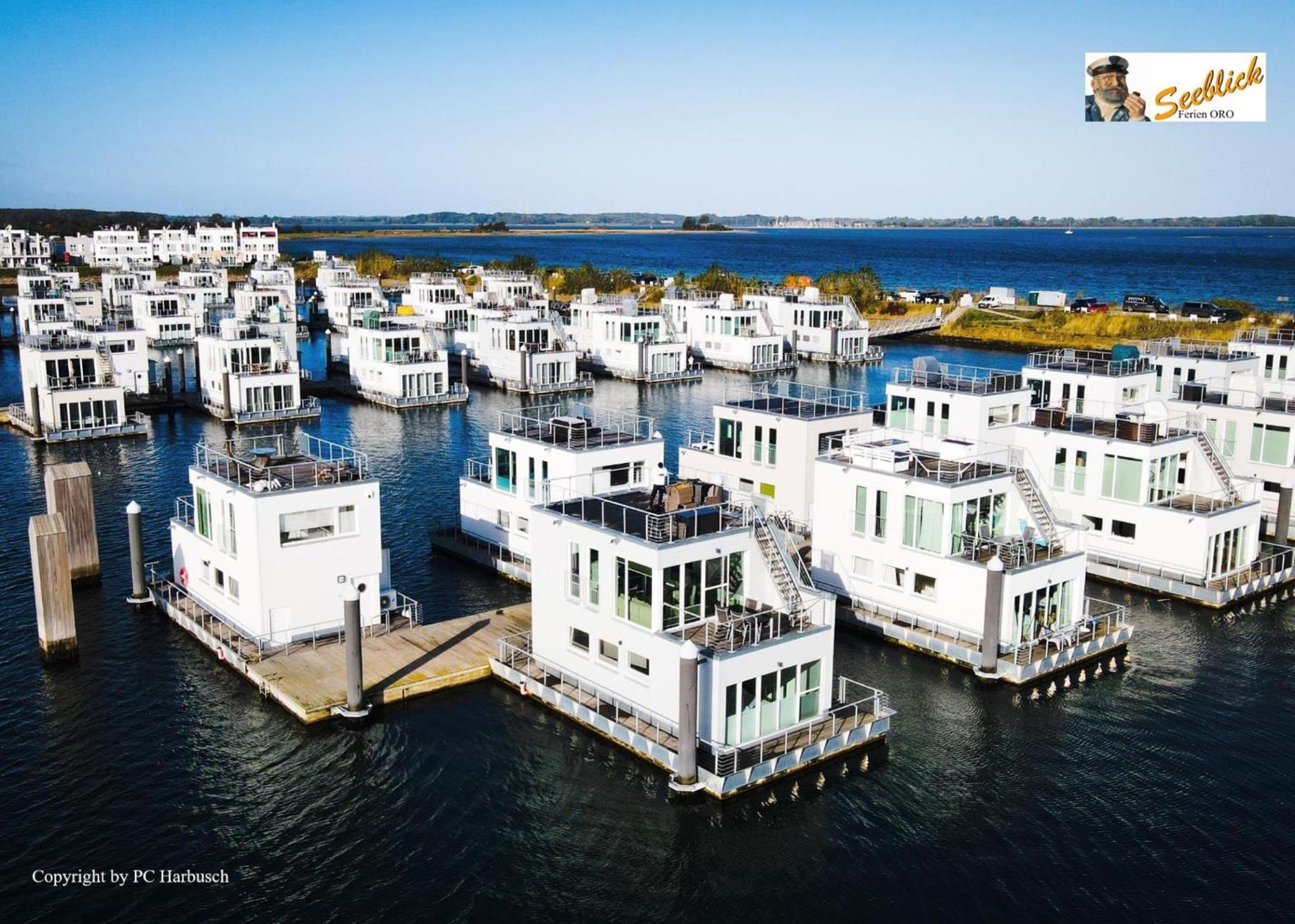 Schwimmendes Ferienhaus Antares One By Seeblick Ferien Oro, Rundum Wasser, Sauna Olpenitz Exteriér fotografie