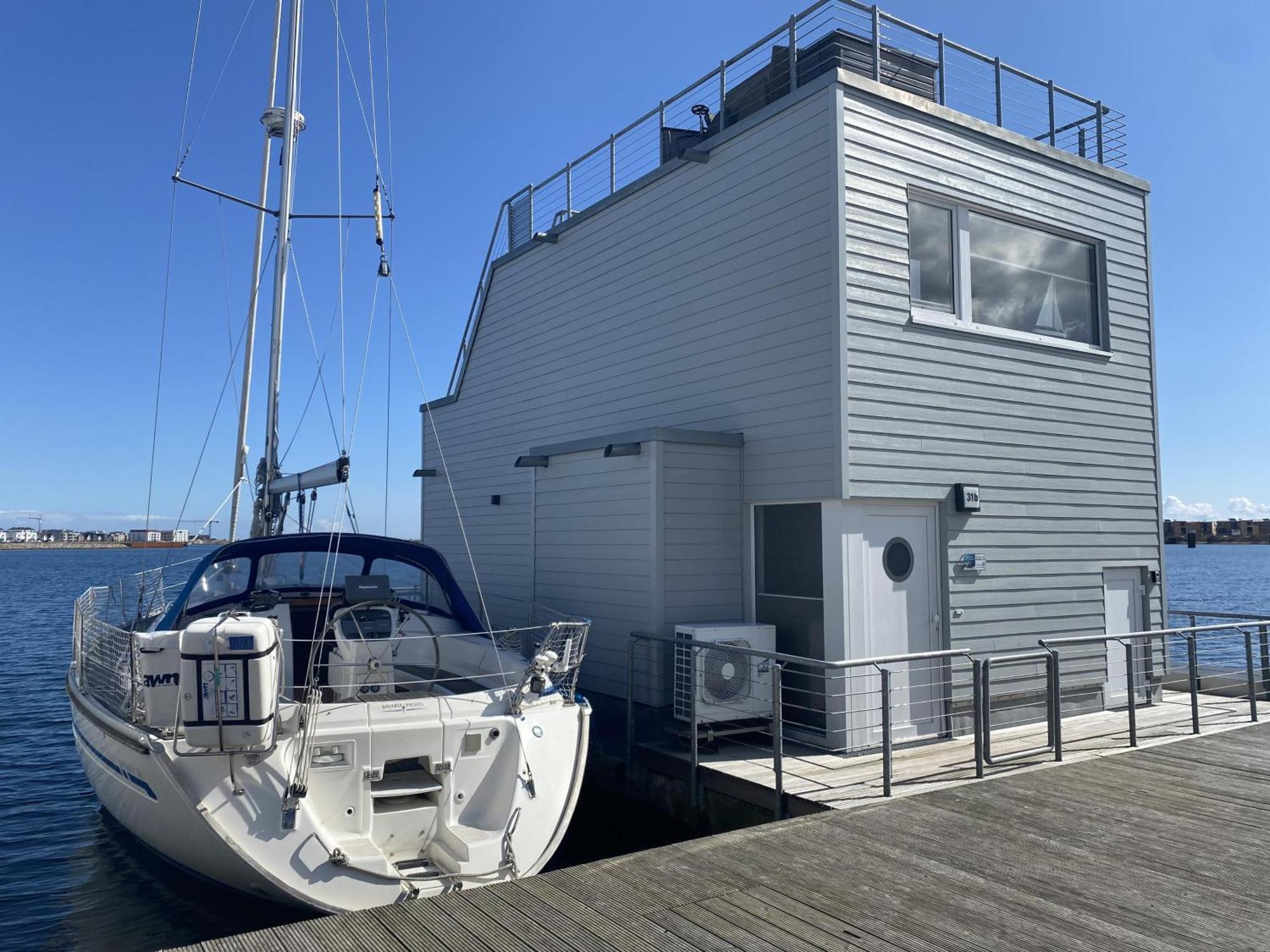 Schwimmendes Ferienhaus Antares One By Seeblick Ferien Oro, Rundum Wasser, Sauna Olpenitz Exteriér fotografie