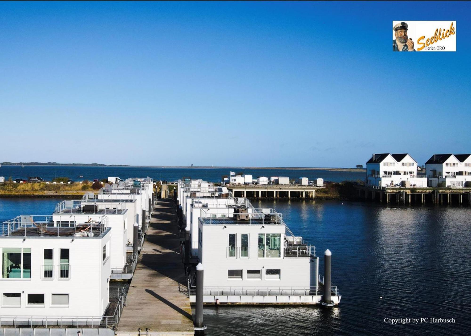 Schwimmendes Ferienhaus Antares One By Seeblick Ferien Oro, Rundum Wasser, Sauna Olpenitz Exteriér fotografie